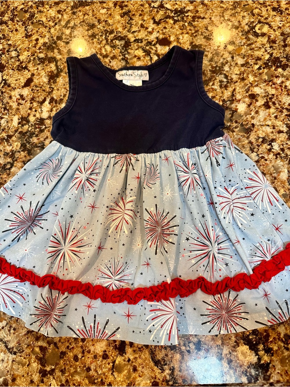 Red White and Blue Fireworks Top